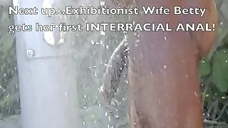 Exhibitionist Wife 245 Part 2 - Betty Burgeon Teases And Compares Her Husbands compressed cock next to a BIG BLACK COCK while undisguised beach voyeurs watch&excl;